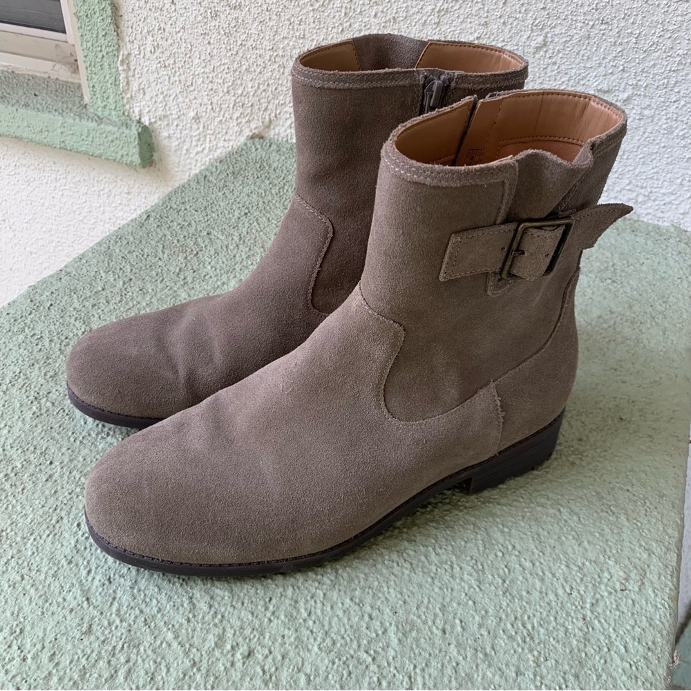 Vionic Jill Suede Bootie Stone Grey Ankle Boots Size 9